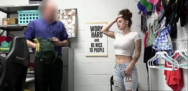  Busty teen shoplifter Indica Flower committed to do anything to avoid jail